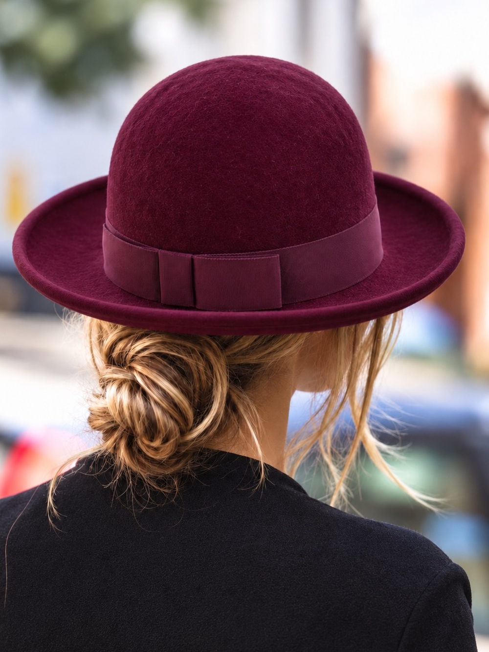 Vintage Betmar 100% Wool Bowler Hat Deep Plum Burgundy Made USA